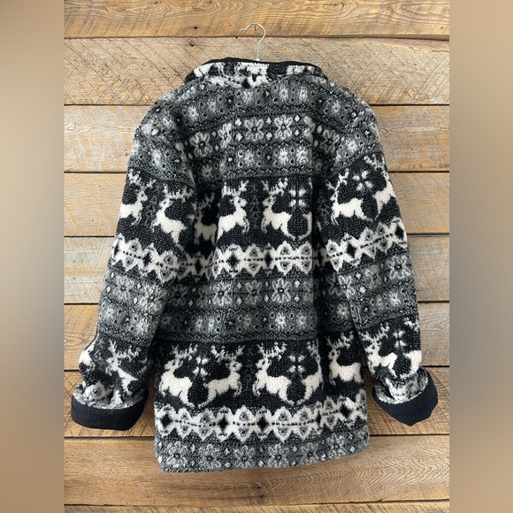 VTG Real Comfort High Pile Fleece Nordic Deer Coat Women’s Size Medium Jacket - Picture 3 of 16